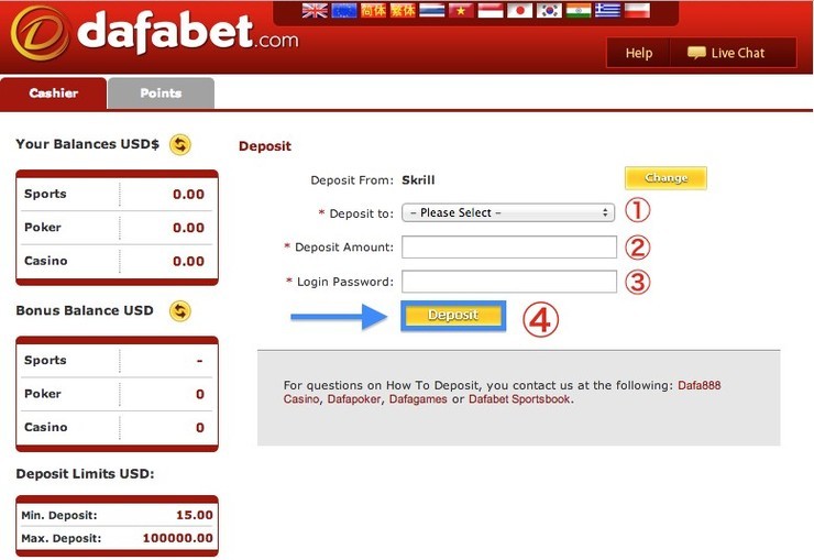 How to deposit in DafaBet - Learn how to make your first deposit and